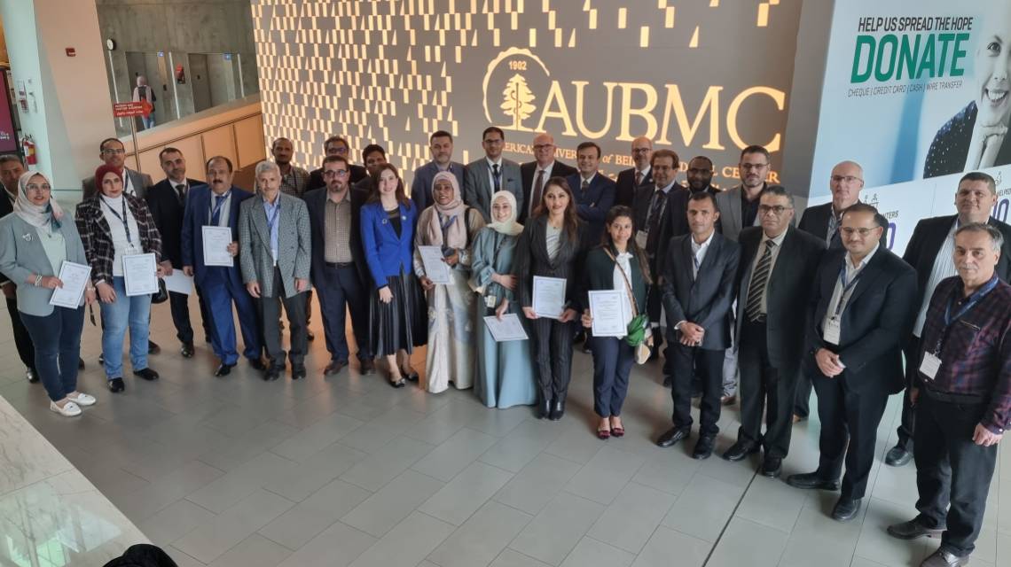 Participants of the two training courses receive official certificates from the IAEA. (Photo: American University of Beirut) 